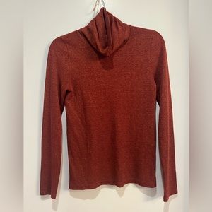 Copper lurex turtle neck top